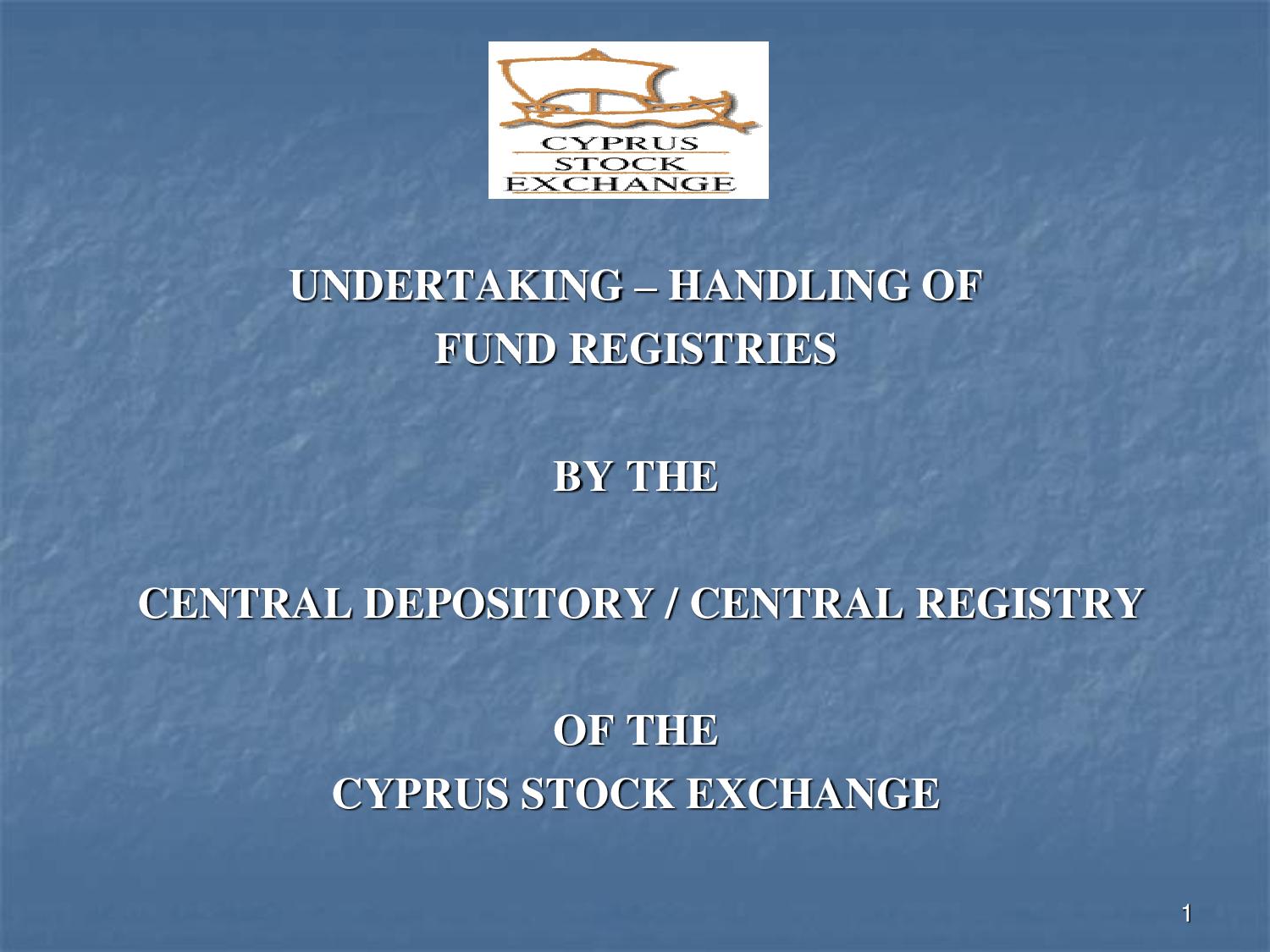 CSE: Undertaking – Handling of Fund Registries