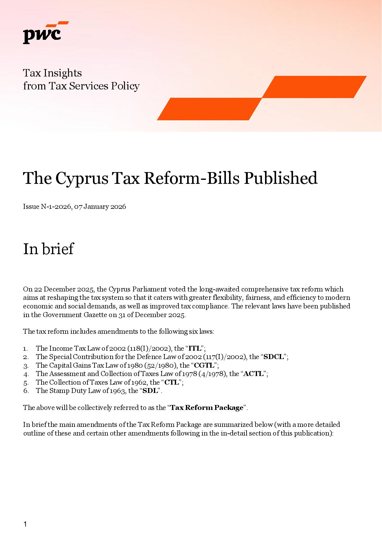 Cyprus Tax Reform Bill