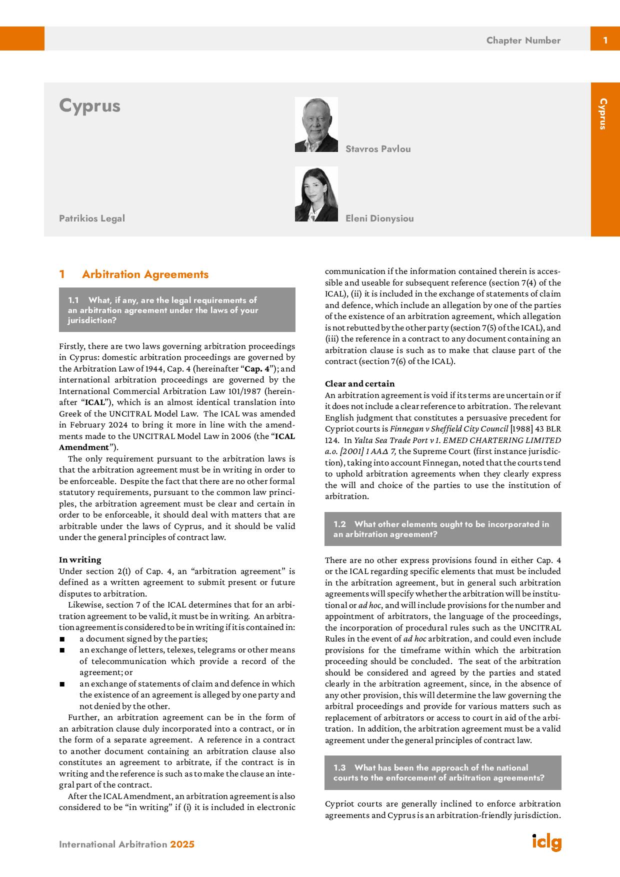 International Arbitration Laws and Regulations – Cyprus