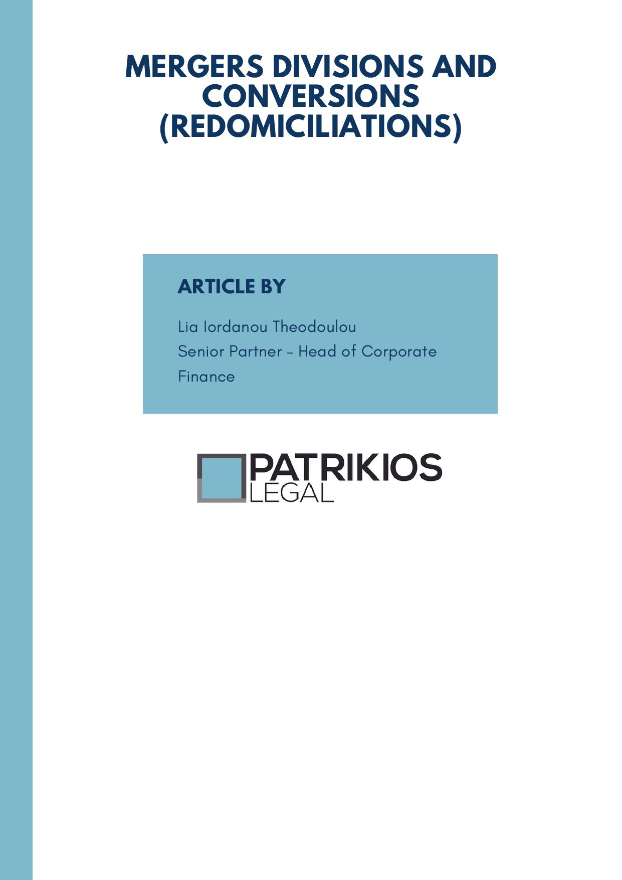 Patrikios Legal: Mergers Divisions And Conversions 2024!