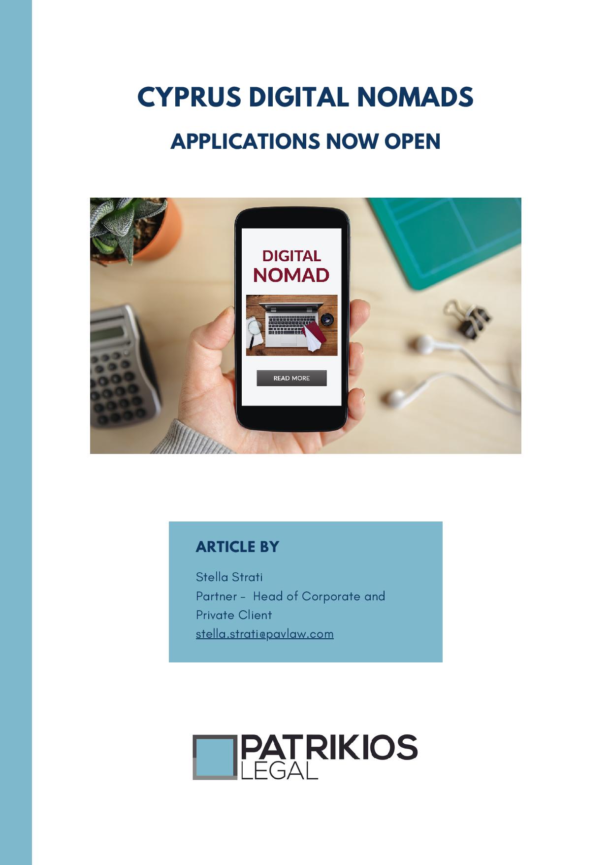 Patrikios Legal: Cyprus Digital Nomads: Applications Now Open