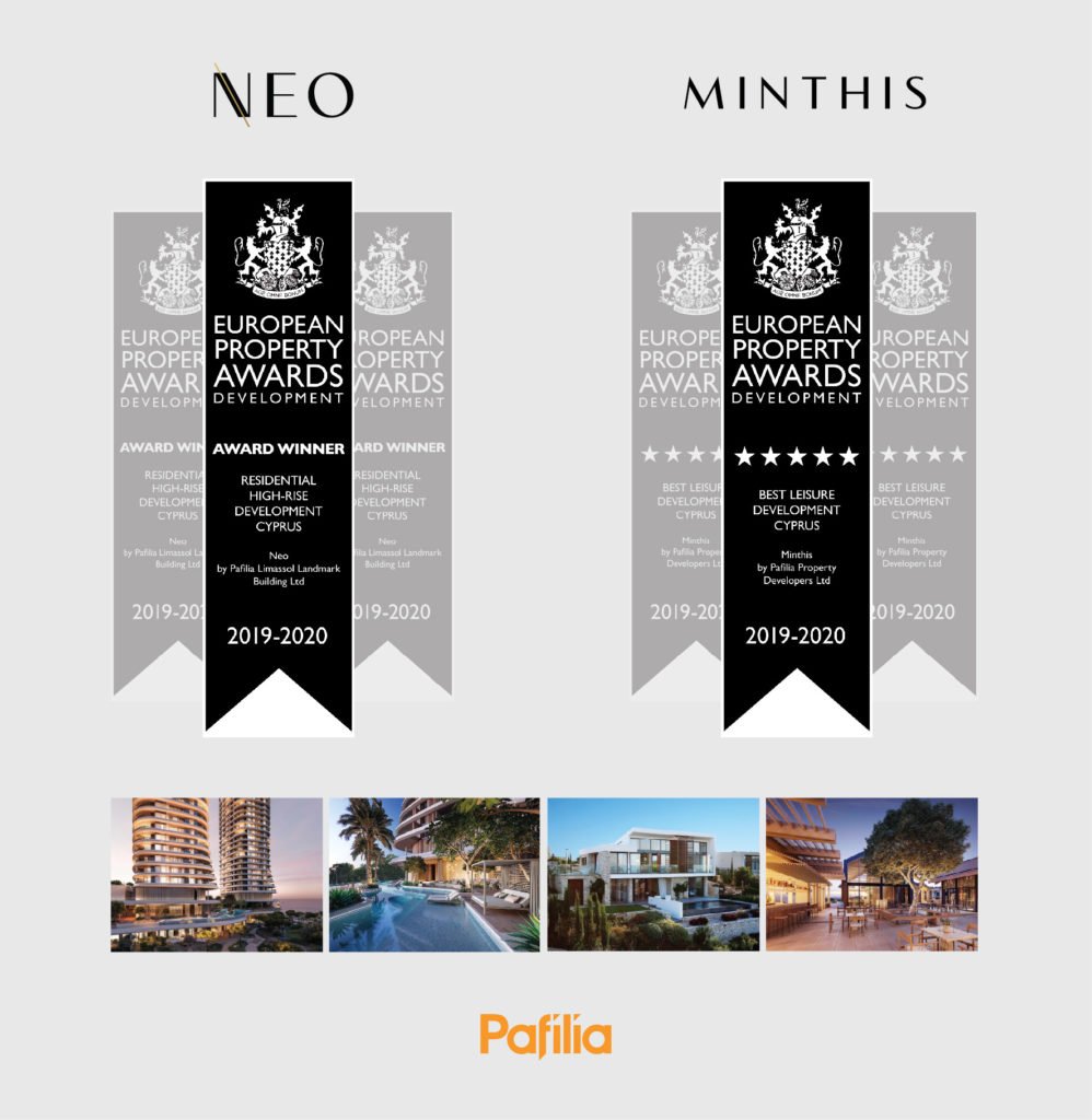 Pafilia wins two prestigious European Property Awards 2019/20