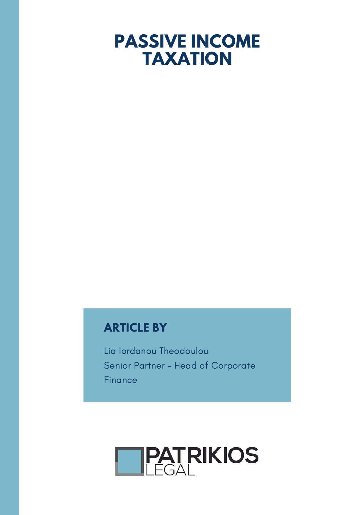 Patrikios Legal: Passive income taxation