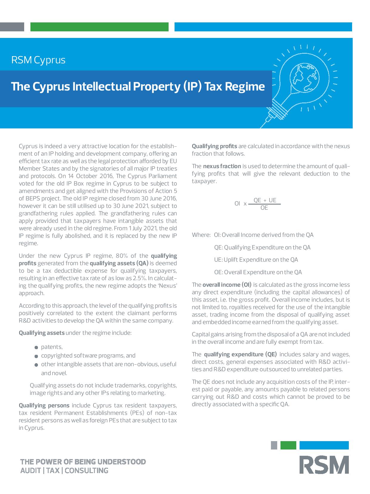 The Cyprus Intellectual Property (IP) Tax Regime